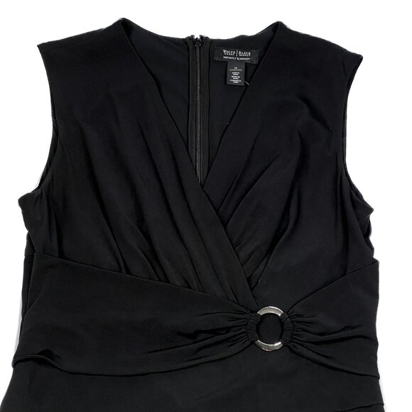 WHBM Instantly Slimming Black Faux Wrap Sleeveless Midi Dress Size 14 - NWT - Picture 3 of 9